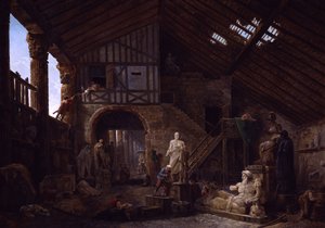 Estudio de un Restaurador de Antigüedades en Roma de Hubert Robert